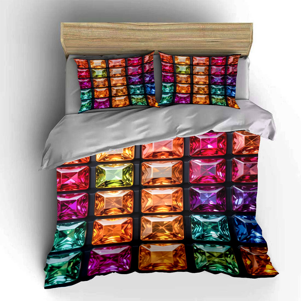 Colorful square gemstones neat - Duvet Cover Sets With Zipper review and price