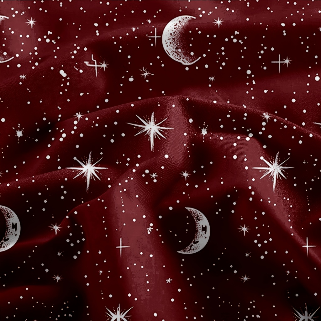 4Pcs Red Moon And Star Print M - Fitted Bed Sheets Deep Pocket review and price
