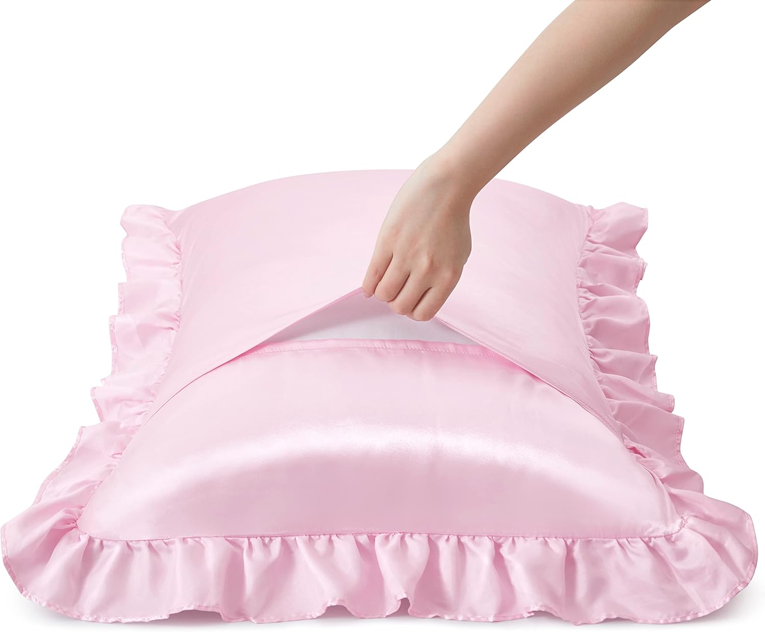 2Pcs Satin Ruffled Pillow Case - Satin Silk Pillowcase Hair Skin review and price