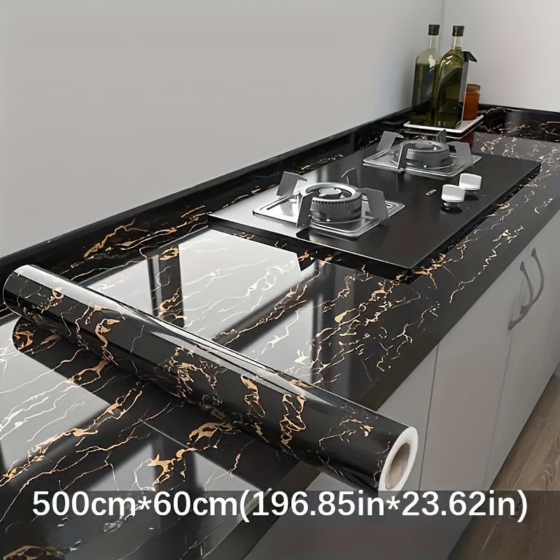 1pc Luxury Black Marble Wallpa - Kitchen review and price